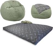 CordaRoy's Chenille Bean Bag Chair, Convertible Chair Folds from Bean Bag to Bed, As Seen on Shark Tank - Moss, Queen Size