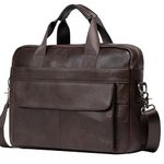 Leather Briefcase Laptop Bag Messenger Shoulder Work Bag Crossbody Handbag for Business Travelling Christmas for Men (CFC-Brown)