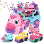 Lehoo Castle Toys for 2 Year Old Girls, Toddler Toys for 3 Year Old Girls, Unicorn Gifts for Girls, Girls Toys Transporter Carrier Truck with Light and Sound