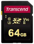 Transcend 64GB SDXC 700S Memory Card UHS- II, C10, U3, V90, 8K, Ultra HD, Up to 285/180 MB/s (Idea for DSLR cameras and advanced camcorders) TS64GSDC700S