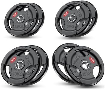 FK Sports Olympic Weight Plates with Rubber Finish – Cast Iron Core, Tri-Grip Design, 2" Opening, Barbell Weight Set for Home & Gym Strength Training – 2.5kg, 5kg, 15kg, 20kg, 25kg Pairs (65KG Set)