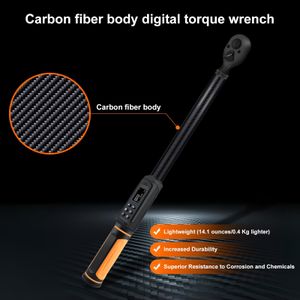 Uharbour 1/2" Digital Torque Wrench – Carbon Fiber, 3-200 Nm, LED Alert