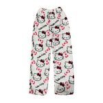 Cartoon Pajama Pants for Women,2024 Kawaii Sleep Pants Anime Cat Print Flannel Pajama Pants Warm Home Casual Pants White