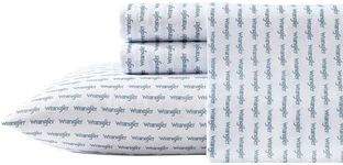 Wrangler - Sheet Set, Breathable & Wrinkle Resistant Bedding, Includes Matching Sham & Pillowcases, Western Home Decor (Stamped Logo Blue, Full)