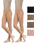 2 Pairs Dance Ballet Footless Tights (Age 11-13) (Light Suntan)