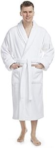 Arus Men's Deluxe Terry Cloth Turkish Cotton Bathrobe Robe, M, White