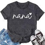 LBP Nana Shirt for Women Grandma Life T-Shirt Funny Letters Love Printed Short Sleeve Bless Grandma Gift Tee Top, Grey, M