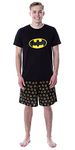 INTIMO DC Comics Mens' Batman Logo Short Sleeve Shirt Pajama Short Set (XX-Large) Black