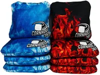 Cornhole365 Themed Cornhole Bags - All-Weather, Heavy-Duty Fabric, Resin Filling, Double-Stitched Duck Cloth - Professional Corn Hole Bean Bags for Indoor & Outdoor Use - Fire & Ice - Set of 8