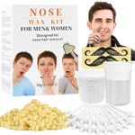 CoFashion Nose Wax Kit for Men Women, Nose Hair Removal Waxing Kit Eyebrows Ears Lips Facial Nose Hair Remover Wax with 50g Hard Wax Beads 20 Applicators 10 Paper Cups 8 Moustache Protectors & 1 Measuring Cup