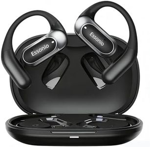 Essonio Open Ear Earbuds Wireless Ear Hooks Headphones, Ultra Lightweight Powerful Stereo Sound 35H Playtime Bluetooth 5.4 Dual Device Sync AI Clear Calls Waterproof for Small Ears