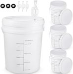 Ziliny 4 Pcs Fermentation Bucket with Twin Bubble Airlock Grommets Lid Brewing Wine Fermenter Fermentation Kit for Home Beer Wine Mead Other Fermented Beverage, White(6.5 Gallon)