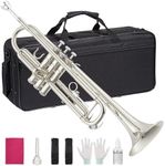B Flat Trumpet, Three-Tone Trumpet, Nickel-Plated & Brass, Musical Instruments for Beginners