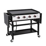 Royal Gourmet GB4002 36" 4 Burner Gas Grill, Professional Grade Propane Grill, Teppanyaki BBQ for Outdoor Events, Camping and BBQ, Black