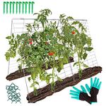 GOLETIO Garden Cucumber Trellis - Outdoor Garden Trellis for Climbing Plants Vegetables Flowers with Plant Support Clips and Gardening Gloves - Durable Galvanized Steel - Weather-Resistant