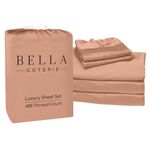 Bella Coterie Luxury Bamboo Viscose Split King Size Sheet Set | 2 Fitted Sheets for Sleep Number & Adjustable Beds | 100% Organically Grown | Cooling & Ultra Soft | 18” Deep Pocket [Terracotta]