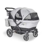 Larktale Caravan Coupe V2, Gray/Black - Compact Stroller/Wagon for Kids & Babies - Seats up to Two with 147 lbs. Total Weight Capacity - Dual Sun Canopies, Reclining Seats - 2024 Version