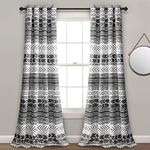 Lush Decor Hygge Geo Light Filtering Window Curtain Panel Pair, 84" x 52", Black & White