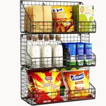 3 Tier Large Snack Organizer for Pantry Shelf with Adjustable Divider Stackable Wall Mount Office Snack Rack Storage Holder Dispenser Countertop Candy Chip Display