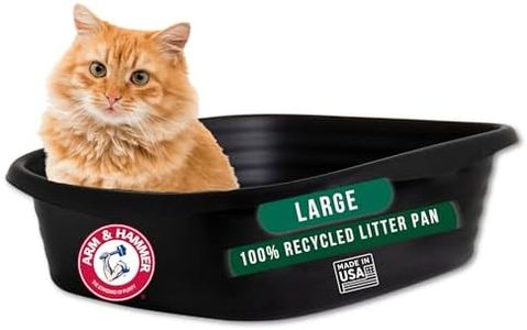 Arm & Hammer Simply Recycled Plastic Cat Litter Pan, Made in USA, Easy to Clean, Large Durable Litter Box, Black