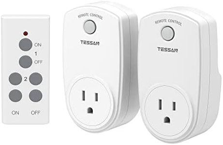 Remote Control Outlet 2 Pack, TESSAN Wireless Electrical Plug Switch for Lights, Lamps, Fans, 100ft RF Range, 1200W (1 Remote + 2 Outlet)