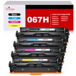 CRG-067H Compatible Toner Cartridge MF656Cdw MF654Cdw Replacement for Canon 067 067H CRG-067 CRG-067H Work with Canon imageCLASS LBP633Cdw LBP632Cdw MF653Cdw(CRG-067H BK/C/M/Y,4 Combo Pack)