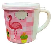 FunBlast Milk Mug for Kids – Cartoon Design BPA Free Mug with Lid for Kids, Bamboo Fiber Cup/Mug for Kids & Toddlers, Milk Mug for Kids with Handle and Lid – 260 ML (Flamingo)