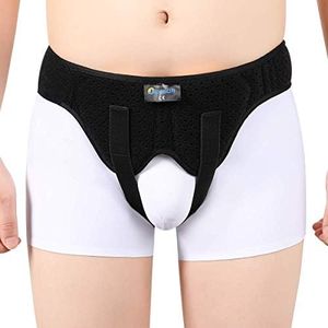 Tenbon Inguinal Hernia Belts for Men - Bilateral/Double Groin Hernia Support Pre and Post Surgery Truss for Pain Relief Recovery Adjustable Strap with 2 Removable Medical Compression Pads Comfortable & Breathable Design (Black, M)