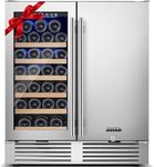 BODEGACOOLER Wine and Beverage Refrigerator 30 Inch,Dual Zone Wine Bverage Cooler,30" Under Counter Wine Cooler with French Door,Built-In & Freestanding,Holds 31 Bottles and 110 Cans