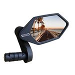 MEACHOW New Bar End Bike Mirror, Crystal UHD Automotive Grade Glass Lens E-Bike Mirrors, Scratch Resistant, Safe Rearview Mirrors, (Silver Right Side) ME-022RS