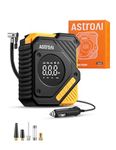 AstroAI Car Tyre Inflator Air Compressor 12V DC, 150 PSI Digital Tyre Pump with Pressure Gauge, Large LCD Display, Smart Preset & Auto Stop, for Car, Motorcycle, Bike Tyres