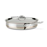 All-Clad Copper Core 5-Ply Stainless Steel Sauté Pan with Steel Lid 6 Quart Induction Oven Broiler Safe 600F Pots and Pans, Cookware Silver