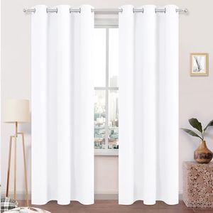 DWCN Pure White Window Curtain Panels 42x84 inches Long,with White Middle Layer,2 Curtain Panels for Living Room,Bedroom,Dining Room, Kitchen