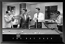 buyartforless Work Framed The Rat Pack Playing Pool Photograph 36x24 Music Art Print Poster, Black & White