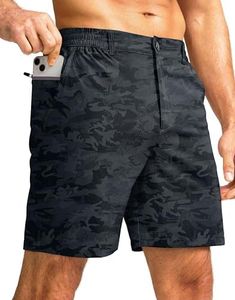 G Gradual Men's Casual Shorts 7" Lightweight Golf Shorts for Men Stretch with 3 Pockets Quick Dry Breathable Work Shorts Black Camo