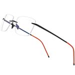 FONEX Titanium Glasses Frame Men,Rimless Square Eyeglasses Frameless Myopia Optical Eyewear 8557 (Black)
