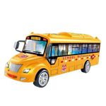 DEOXY School Bus Toy for Kids, Pull Back Car Vehicle Lights and souns and Openable Doors with Friction Powered Bus Toy Gift for Kids (Yellow)