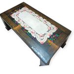 MONKDECOR Satin Embroidery Centre Table Runner (Size-16x33 Inches) Design-1