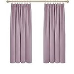 Deconovo Bedroom Blackout Curtains Pencil Pleat Thermal Insulated Tape Top Curtains for Livingroom 46 x 54 Inch Pink Lavender Two Panels