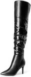 DREAM PAIRS Women's High Heels Over The Knee Boots Thigh High Pointed Toe Stiletto Long Fall Sexy Boots,Size 9,Black-Pu,SDOB2301W