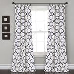 Lush Decor, Navy Bellagio Room Darkening Curtains-Trellis Geometric Design Window Panel Drapes Set for Living, Dining, Bedroom (Pair), 95” x 52 95" x 52"