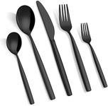 Fashionwu 30-Piece Matte Black Silverware Set, Stainless Steel Flatware Set for 6, Kitchen Utensils Set with Steak Knives Fork and Spoon Tableware Cutlery Set For Home Restaurant, Dishwasher Safe