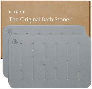 Dorai Home Stone Bath Mat Set - Premium Diatomaceous Earth Bath Floor Mats with Non-Slip Base, Fast-Drying Modern Shower Mat for Bathroom | Rain Ash, 2 Pack - 23.6"x15.4"