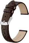 BISONSTRAP Leather Watch Straps, Soft Replacement Bands with Polished Buckle,10mm, Brown with Silver Buckle