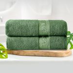 GC GAVENO CAVAILIA 550 GSM Bamboo Giant Bath Sheet | 2 PK Big Towels For Adults | Super Soft Ultra Absorbent 60% Bamboo 40% Cotton Bath Towels | Green 80x140 Cm