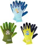 PACIFIC 3 Pairs Toddler Gardening Gloves for Age 3-6, Kids Yard Garden Gloves, Rubber Coated Work Gloves for Boys & Girls, Multiple Colour, XXXS