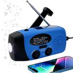 Handsider Solar Hand Crank Radio, Portable Emergency FM AM NOAA Radio with SOS Alarm, LED Flashlight, 5000mAh Power Bank USB C Cellphone Charger for Camping (Blue)