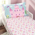 EVERYDAY KIDS Toddler Fitted Sheet and Pillowcase Set -Princess Storyland- Soft Microfiber, Breathable and Hypoallergenic Toddler Sheet Set