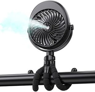 Portable Stroller Fan with Mist, Rechargeable Misting Fan with Water Spray, 270° Pivot Personal Mister Fan with Flexible Tripods for Cooling Outdoor Travel Beach Umbrella Wagon Crib Treadmill Car