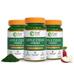 Pure Nutrition Apple Cider Vinegar with Wheat Grass & Spirulina for Enhanced Wellness | Rich in Antioxidants | Supports Weight Management, Detoxification & Immunity - 60 Veg Capsules (Pack of 3)